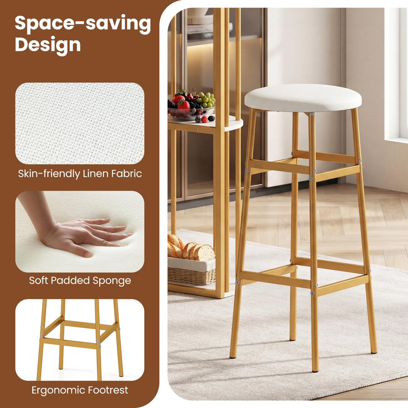 Giantex Tables de Pub 60" avec 2 Tabourets Rembourrés Ensemble Table à Manger pour Coin Repas Salle à Manger