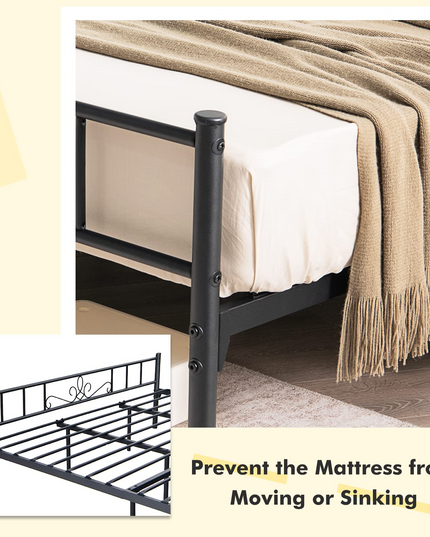 Mattress Foundation w/Heavy Duty Steel Slat Support, No Box Spring Needed