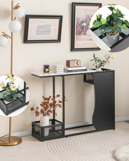 Giantex 43.5" Console Table for Entryway - Modern Entry Table with Faux Marble Top