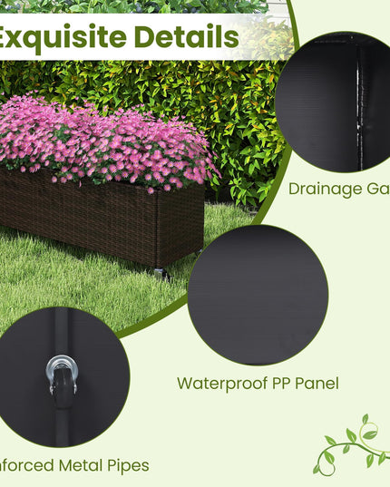 Giantex Set of 1/2 Wicker Raised Garden Bed with Wheels (38”x12”x14”)