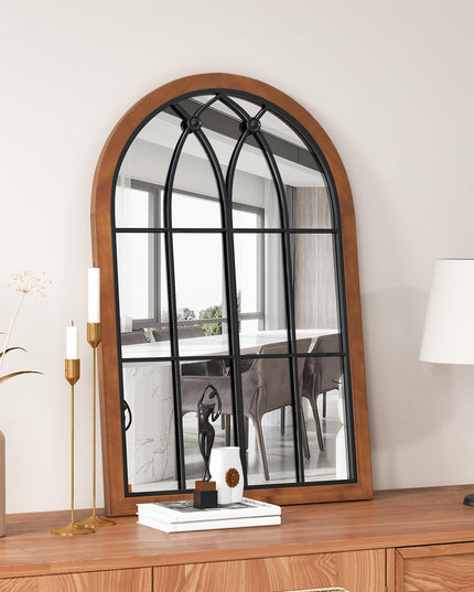 CHARMAID Arched Window Wall Mirror, 36''L x 24''W Farmhouse Accent Mirror