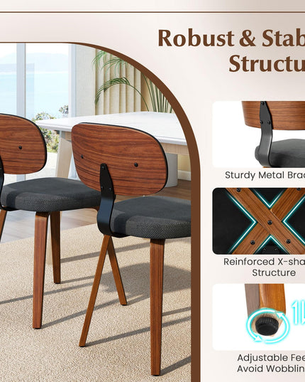 Giantex Chaises de cuisine en bois rembourrées en tissu chenille, lot de 2/4