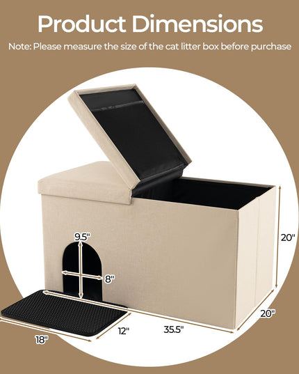 Giantex Cat Litter Box Enclosure - Hidden Cat Litter Box Furniture Ottoman
