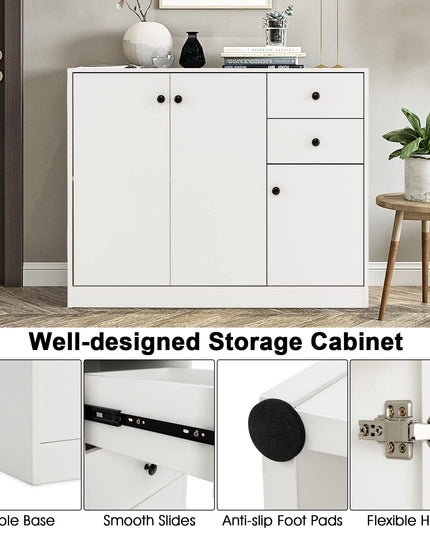 Giantex Buffet Cabinet with Storage - Kitchen Sideboard with 2 Drawers, 3-Door Large & Small Cabinet