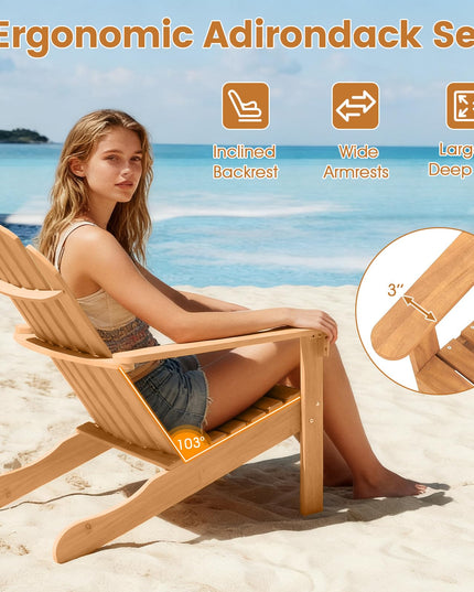 Giantex Adirondack Chair, Acacia Wood Fire Pit Chairs（1/2/4）