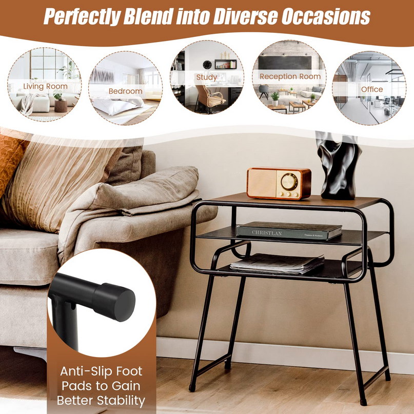 Giantex 3-Tier Side End Table with Shelf