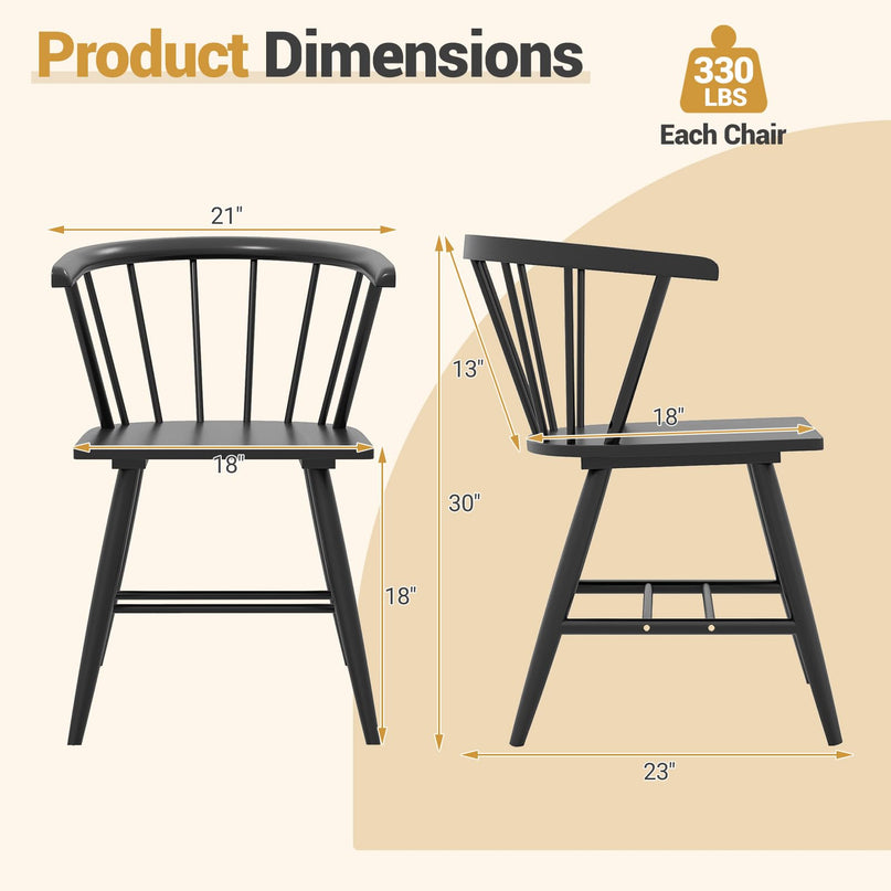 Giantex Windsor Dining Chairs Set of 2/4 w/Solid Rubber Wood Frame