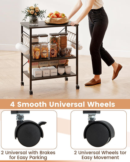 Giantex Kitchen Bakers Rack 3-Tier Microwave Cart on Wheels