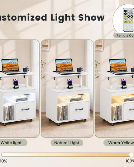 GIANTEX Rolling LED Nightstand with Charging Station (1/2)