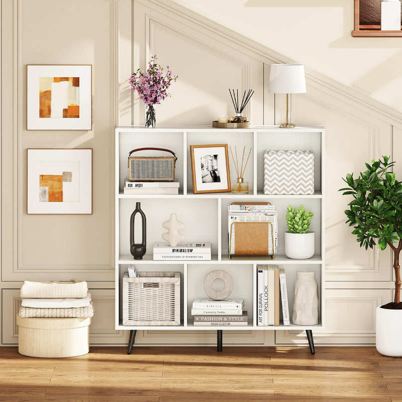 Giantex 8-Cube Bookcase 3-Tier Modern Bookshelf (39.5" x 9.5" x 42")