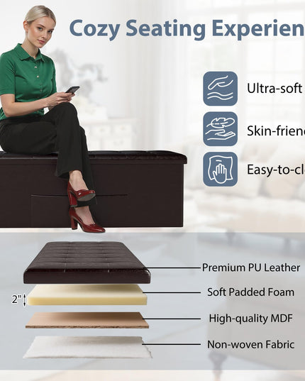Giantex 43 Inches Folding Storage Ottoman Bench for Living Room
