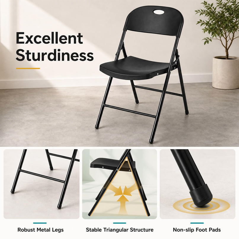 Giantex 4/6/8/12 Pack Plastic Folding Stackable Chair with Curved PP Seat