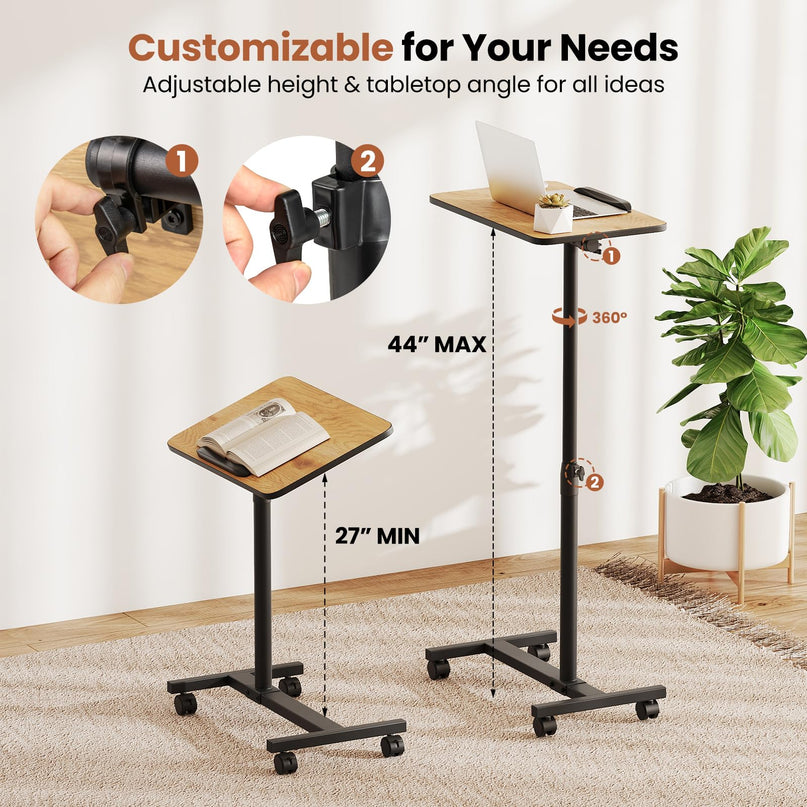 Giantex Overbed Table with Wheels Medical Adjustable Bedside Table