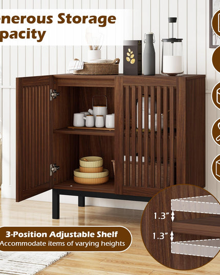 Giantex 32" Farmhouse Sideboard Buffet Cabinet with Slatted Doors