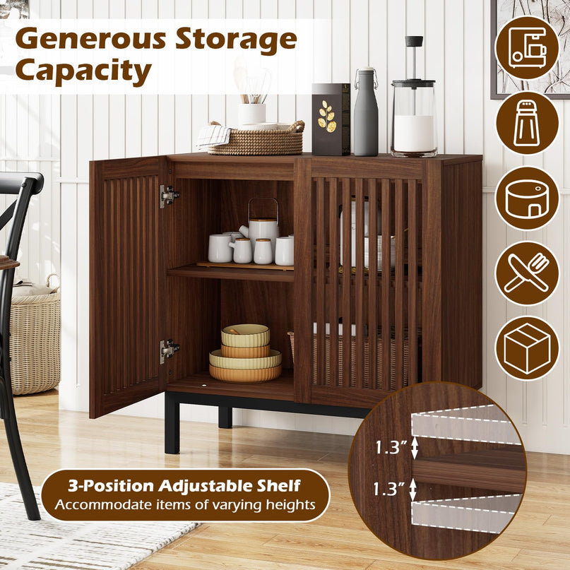 Buffet de cuisine bahut de ferme Giantex de 81 cm avec portes à lattes