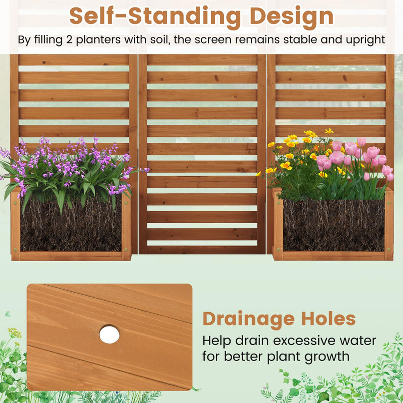 Giantex Outdoor Privacy Screen with Planter Box