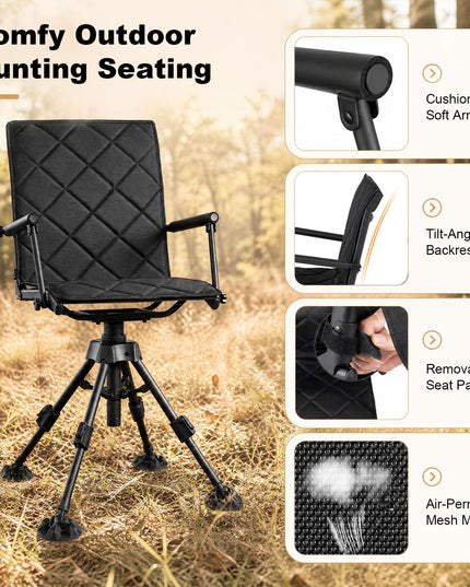GIANTEX Portable Swivel Hunting Chair w/ 5-Level Adjustable Height