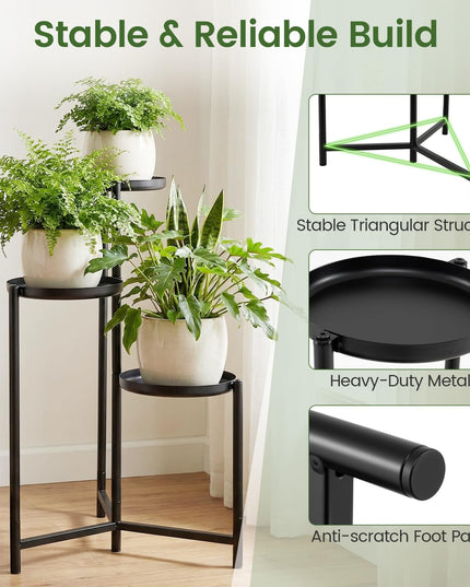 Giantex 3-Tier Metal Plant Stand Indoor Outdoor | Tall Corner Flower Pot Holder Display Rack