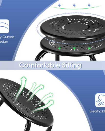 Giantex Round Metal Stool Set of 6-17.5" Height Stackable Stool with Anti-Slip Foot Pads