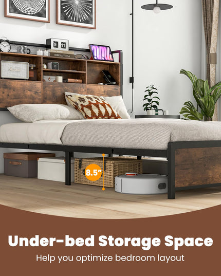 Giantex Bed Frame with Storage Headboard