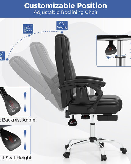Giantex Massage Adjustable Executive Chair - 400 LBS Big and Tall Office Chair with Linkage Armrests