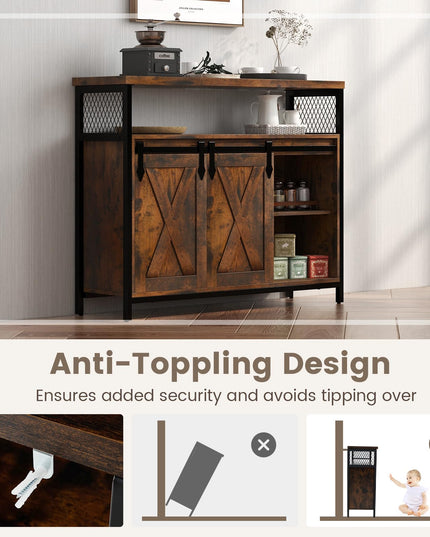 Giantex Buffet Cabinet with Storage, Farmhouse Coffee Bar Cabinet w/ 3-Level Adjustable Shelves