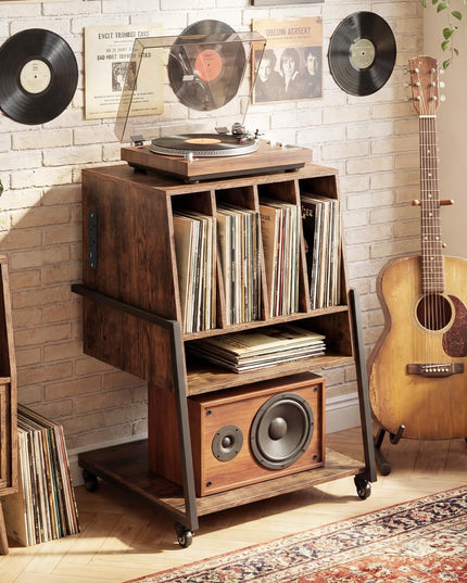 Giantex Record Player Stand on Wheels 3-Tier Turntable Stand