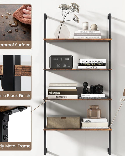 Giantex 4 Tier Modern Wall Mounted Bookshelf Set