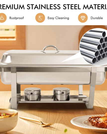 Giantex 2 Packs Chafing Dish 9 Quart Chafter Dishes Stainless Steel