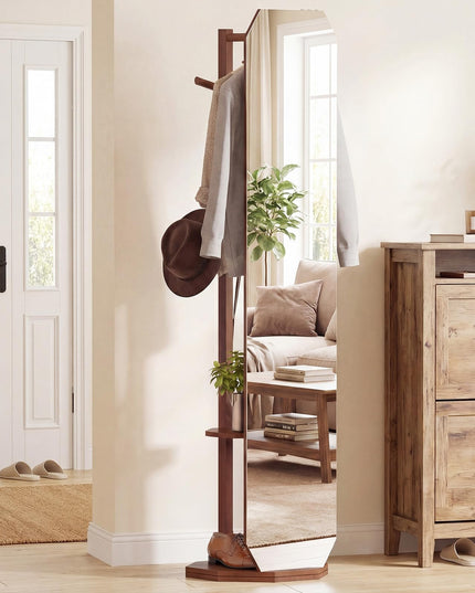 Miroir sur pied en bois Giantex 65,5" avec tringle à vêtements