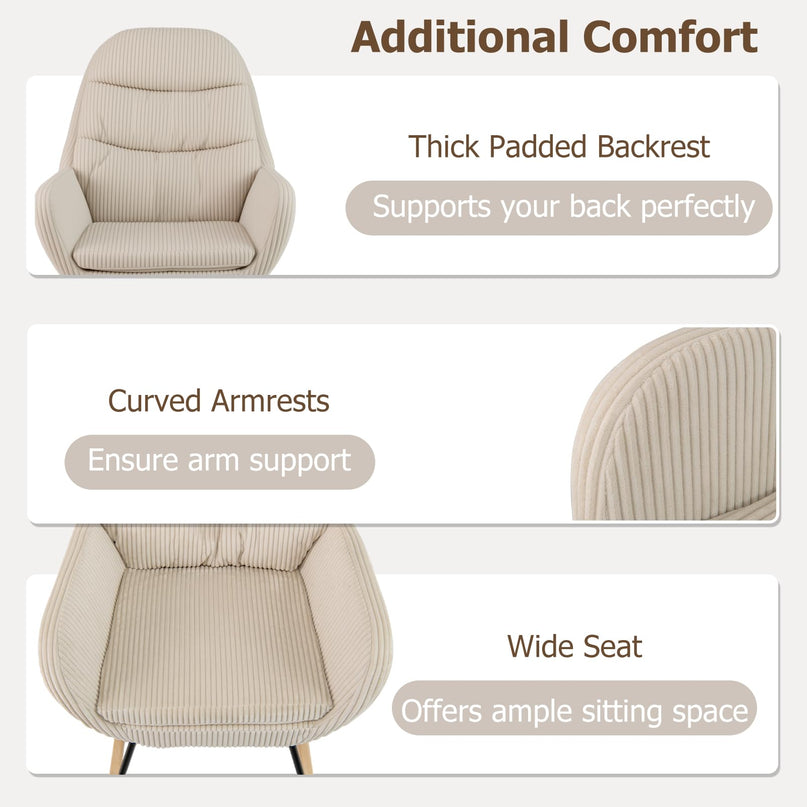 Giantex Rocking Chair Nursery Upholstered Glider Rocker with Padded Backrest & Seat