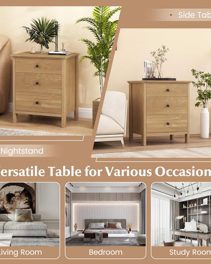 Giantex Nightstand with 3 Drawers for bedroom