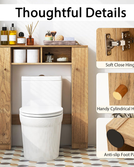 Giantex Over The Toilet Storage Cabinet, Double Door Freestanding Bathroom Organizer