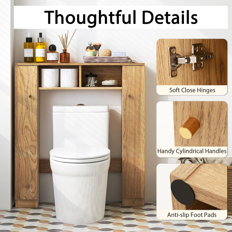 Giantex Over The Toilet Storage Cabinet, Double Door Freestanding Bathroom Organizer