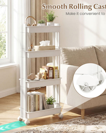 Giantex 4-Tier Slim Rolling Storage Cart 9" W Narrow Slide