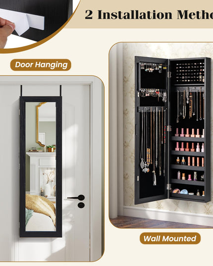 Giantex Wall Door Mounted Jewelry Armoire Cabinet with Full-length Mirror