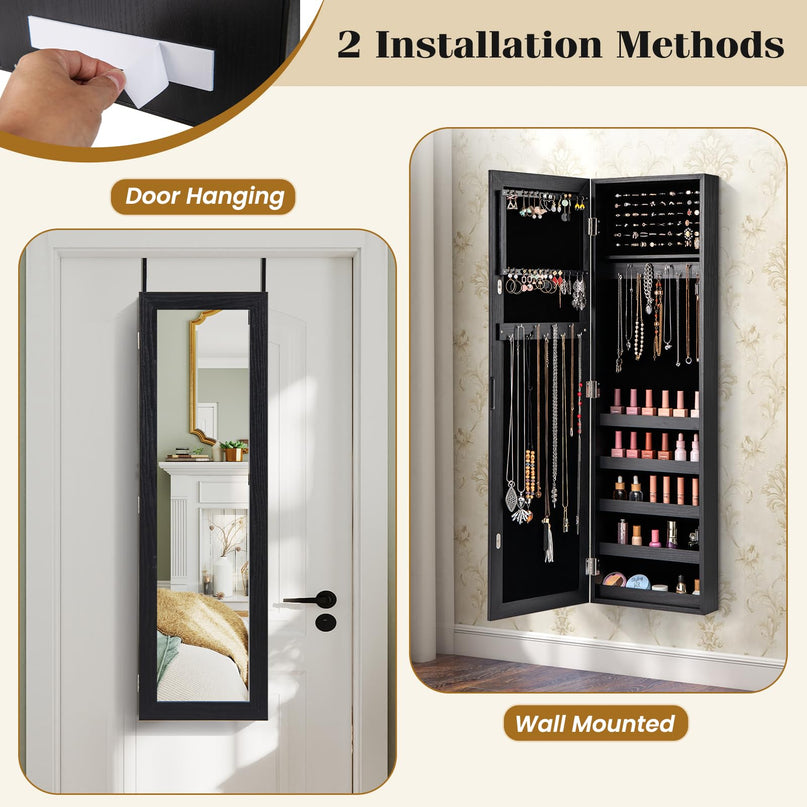 Giantex Wall Door Mounted Jewelry Armoire Cabinet with Full-length Mirror