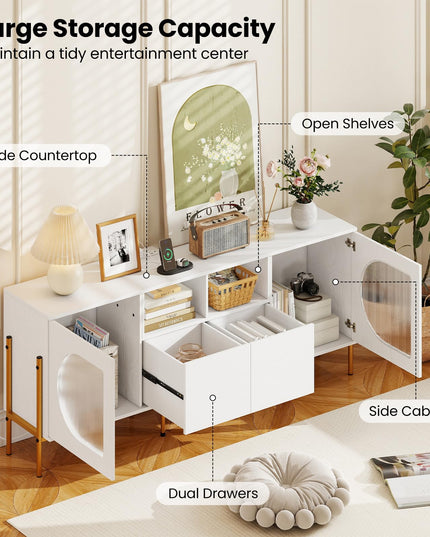 Giantex White TV Stand for TVs up to 70", Modern Entertainment Center