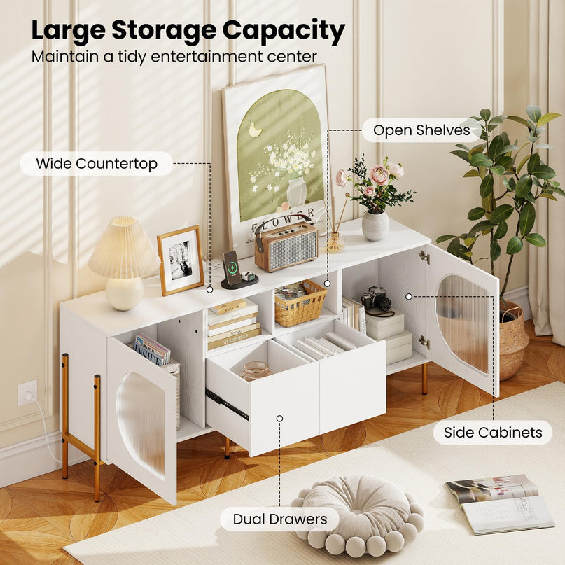 Giantex White TV Stand for TVs up to 70", Modern Entertainment Center