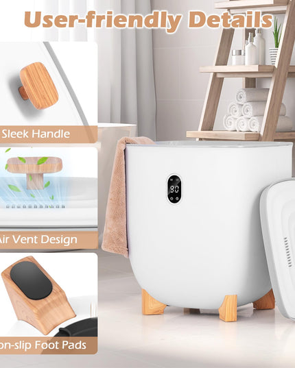 Giantex 25L Towel Warmer Bucket - Electric Towel Heater for Bathroom, 2 Temperature Settings, 20-60 Timer