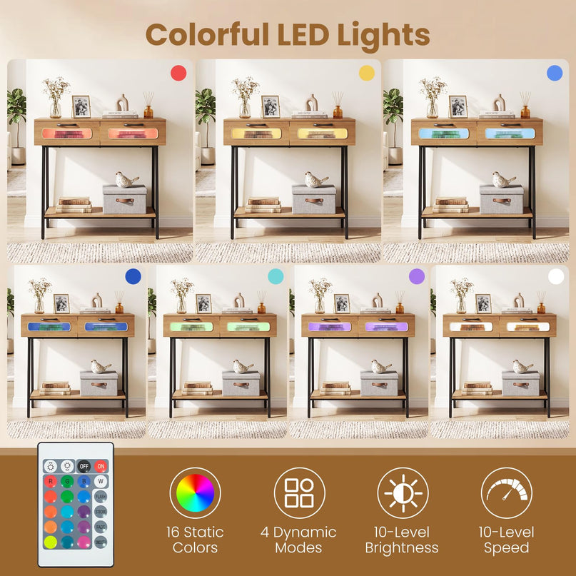 Giantex Console Table with LED Lights for Living Room Hallway Entrance