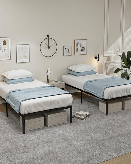 Giantex Twin Bed Frame, 14 Inch Metal Platform Bed with Under Bed Storage Space, Heavy-Duty Steel Slat Mattress Foundation