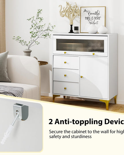 Giantex 3-Drawer Modern Storage Cabinet with 2 Doors