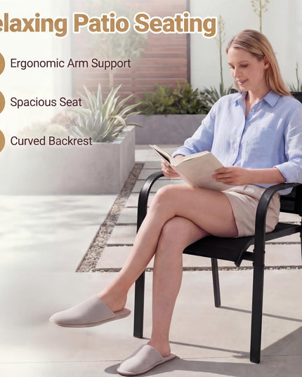 Giantex Patio Chairs Set of 2/4/6 Stackable Outdoor Dining Chairs