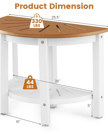 Giantex Shower Stool Waterproof HDPE - Bath Spa Seat for Shaving Legs, Storage Shelf, Non-Slip Feet
