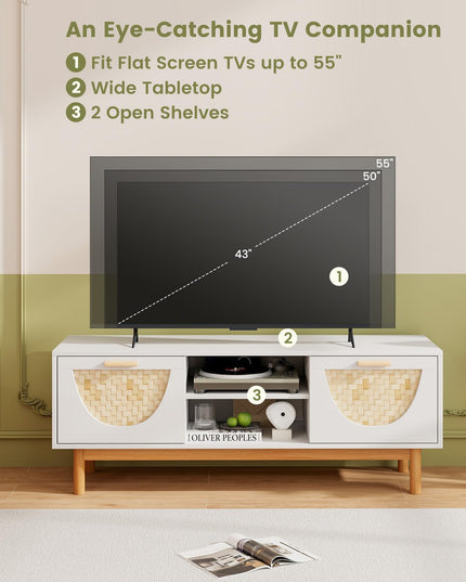 Giantex TV Stand for TV up to 55”, Television Stand with Open Shelves