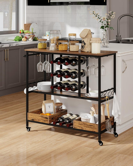 Giantex Bar Cart, 3 Tier Home Serving Cart on Wheels with Handle
