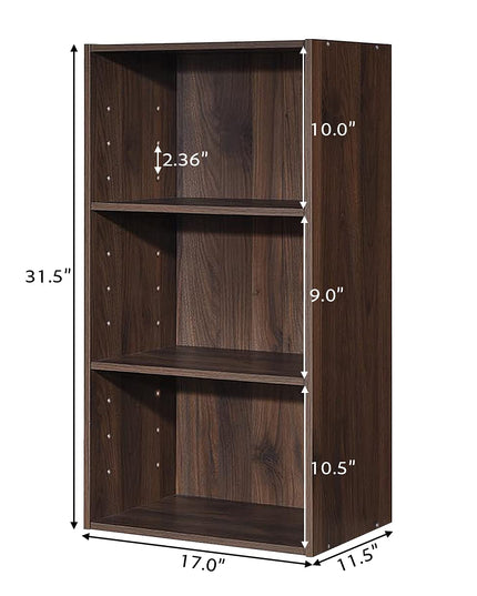 3 Shelf Bookcase Book Shelves Open Storage Cabinet