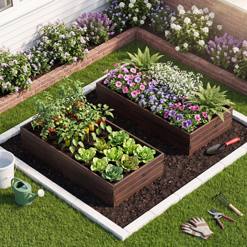 Giantex 45" x 23" Wooden Raised Garden Bed for Patio Yard Garden & Balcony