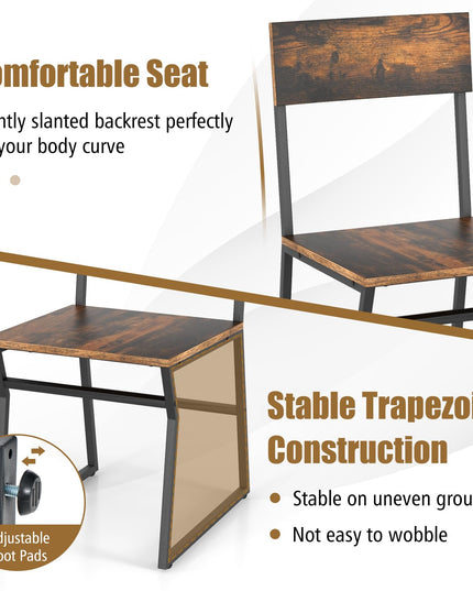 Giantex Dining Table Set for 4, 47”L x 28”W Rectangular Kitchen Table w/ 4 Trapezoid Chairs